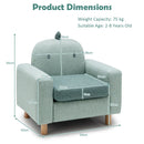 Kids sofa with wooden armrests and thick cushion, designed in a cute panda shape, perfect for ages 2-8 years.