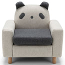 Kids sofa chair with panda design, thick cushion, and beech legs, perfect for playrooms and cozy reading spaces.