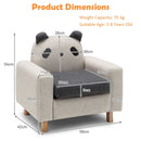 Kids sofa chair with panda design, beech legs, and thick cushion, perfect for playrooms and cozy reading spaces.