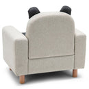 Kids sofa with panda design, featuring thick cushion and beech legs, ideal for playrooms and cozy reading spaces.