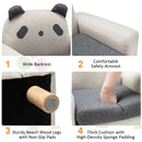 Kids sofa with panda design, featuring thick cushion, beech wood legs, and comfortable armrests for cozy playtime.