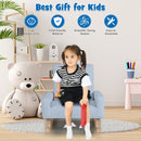 Blue Kids Rocking Chair with Wood Legs & Anti-tipping Design