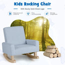 Blue Kids Rocking Chair with Wood Legs & Anti-tipping Design