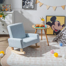 Blue Kids Rocking Chair with Wood Legs & Anti-tipping Design