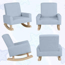 Blue Kids Rocking Chair with Wood Legs & Anti-tipping Design
