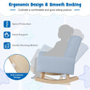 Blue Kids Rocking Chair with Wood Legs & Anti-tipping Design