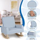 Blue Kids Rocking Chair with Wood Legs & Anti-tipping Design