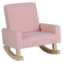 Pink Kids Rocking Chair with Wood Legs & Anti-tipping Design