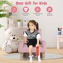 Pink Kids Rocking Chair with Wood Legs & Anti-tipping Design