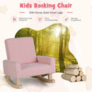 Pink Kids Rocking Chair with Wood Legs & Anti-tipping Design