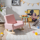 Pink Kids Rocking Chair with Wood Legs & Anti-tipping Design