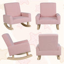 Pink Kids Rocking Chair with Wood Legs & Anti-tipping Design