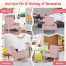 Pink Kids Rocking Chair with Wood Legs & Anti-tipping Design