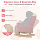 Pink Kids Rocking Chair with Wood Legs & Anti-tipping Design