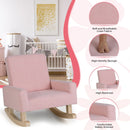 Pink Kids Rocking Chair with Wood Legs & Anti-tipping Design