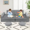 Kids modular convertible foam folding sofa set with cushions, perfect for imaginative play and safe lounging.