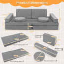 Kids modular convertible foam folding sofa set with 10 pieces, including cushions and mats for creative play and.