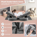 Kids modular play sofa set in grey with detachable plush suede covers for creative playroom combinations and easy.