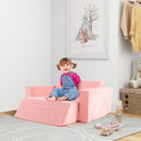 Kids modular play sofa in pink with detachable cover, featuring 8 pieces for imaginative play and comfortable seating.