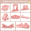 Kids modular play sofa set in pink, featuring 8 pieces for creative combinations and comfortable playtime.