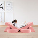 Kids modular play sofa set in pink, featuring 8 pieces for creative combinations, perfect for playroom comfort and fun.