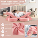 Kids modular play sofa in pink with detachable plush suede cover, perfect for imaginative play and easy maintenance.