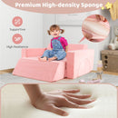 Kids modular play sofa in pink with high-density sponge, featuring detachable covers for versatile playroom.
