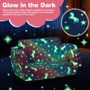 Colorful 2-in-1 folding kids couch with glow-in-the-dark patterns, perfect for cozy naps and playtime.