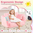Plush pink 2-in-1 kids couch with blanket, perfect for reading and playing, featuring ergonomic design and.