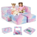 Kids play couch in multicolour with glowing patterns, perfect for imaginative play and cozy snuggling.