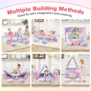 Modular kids play couch set with colorful flannel covers, featuring multiple building methods for imaginative play.