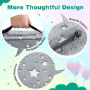 Modular kids play couch set in grey with flannel covers, featuring portable handles and smooth zippers for easy use.