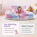 Modular toddler sectional sofa in colorful flannel, glow-in-the-dark design, perfect for creative play and cozy corners.