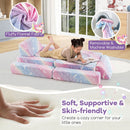 Modular toddler sectional sofa in colorful flannel fabric, glow-in-the-dark design, perfect for creating cozy play.