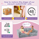 Modular toddler sectional sofa in glow-in-the-dark grey, designed for creative play and comfort, perfect for kids' cozy.
