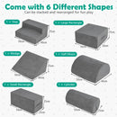 6-Piece Chenille Foam Climbing Blocks Set – Grey