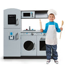Grey Play Kitchen with Refrigerator and Sound Knobs – Grey