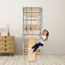 2.2m Wooden Wall Bars with Rings, Swing and Slide – product view