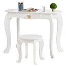 White kids vanity table with a large drawer and elegant legs, perfect for writing, reading, and stylish playtime.