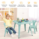 Kids Table and Chairs Set, Table and 2 Chairs for Children w/Adjustable Non-slip Foot Pads