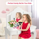 Kids dressing table set in white with removable triple-fold mirror and drawers, perfect for ages 3-7, ideal for play.