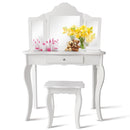 Kids dressing table set in white with removable triple-fold mirror and drawer, perfect for ages 3-7, ideal for play or.