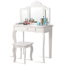 Kids dressing table set in white featuring a sturdy stool and a smooth surface, ideal for children ages 3-7 to play and.