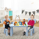 Light blue kids table featuring a spacious surface for drawing and snacks, designed with round edges for safety and.