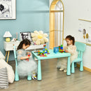 Green 3 Pieces Kids Table Set with 2 Chairs for Reading