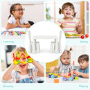 Kids table set featuring a white table and two ergonomic chairs, perfect for reading, drawing, and snack time.
