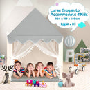 Wooden-Frame Kids Playhouse with Washable Mat – Beige