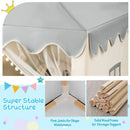 Wooden-Frame Kids Playhouse with Washable Mat – Beige