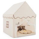 Wooden-Frame Kids Playhouse with Washable Mat – Brown
