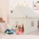 Wooden-Frame Kids Playhouse with Washable Mat – Brown